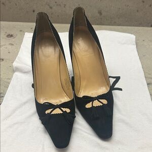 J. Crew Black Heels with Tassel Detail made in Italy